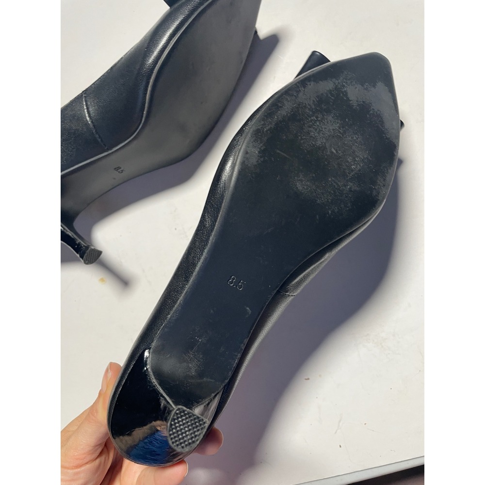 Jeffrey Campbell Pumps Womens 8.5 Black Leather Bow Kitten Heel Ibiza Last Dress - Picture 5 of 5